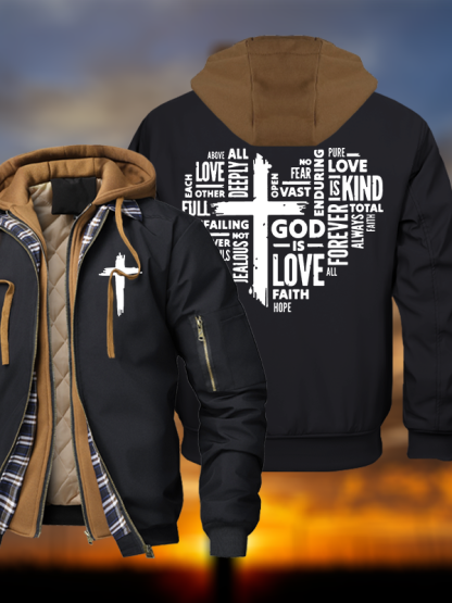 God is Love Christian Hooded Bomber Jacket