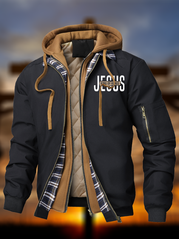 Jesus King of Kings Hooded Bomber Jacket