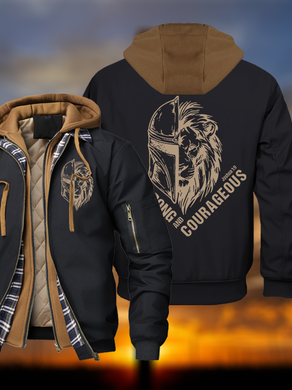 Be Strong and Courageous Hooded Bomber Jacket