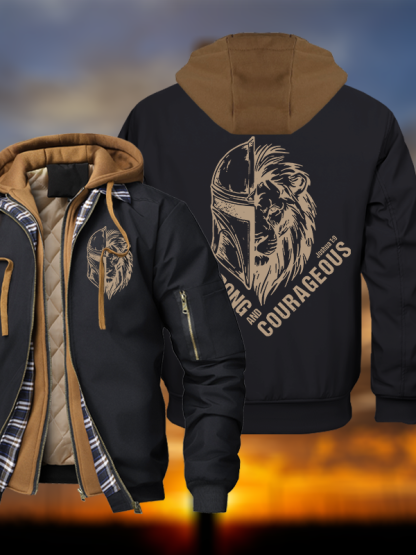 Be Strong and Courageous Hooded Bomber Jacket