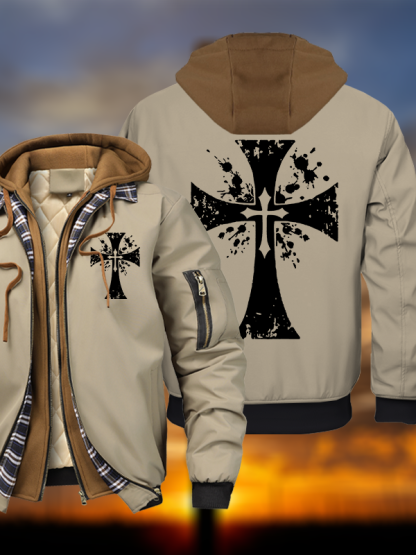 Cross Hooded Bomber Jacket