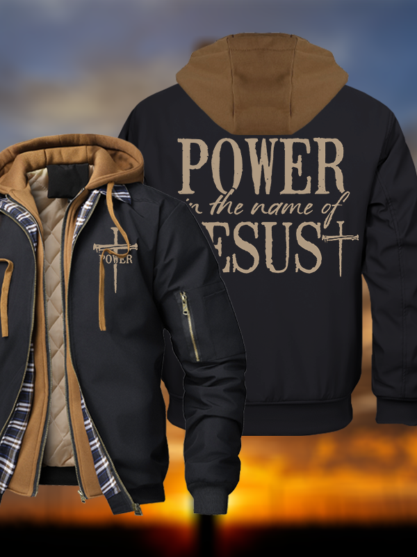 Power In The Name of Jesus Hooded Bomber Jacket