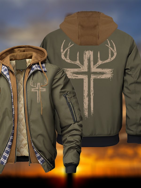 Antler Cross Warm Hooded Bomber Jacket