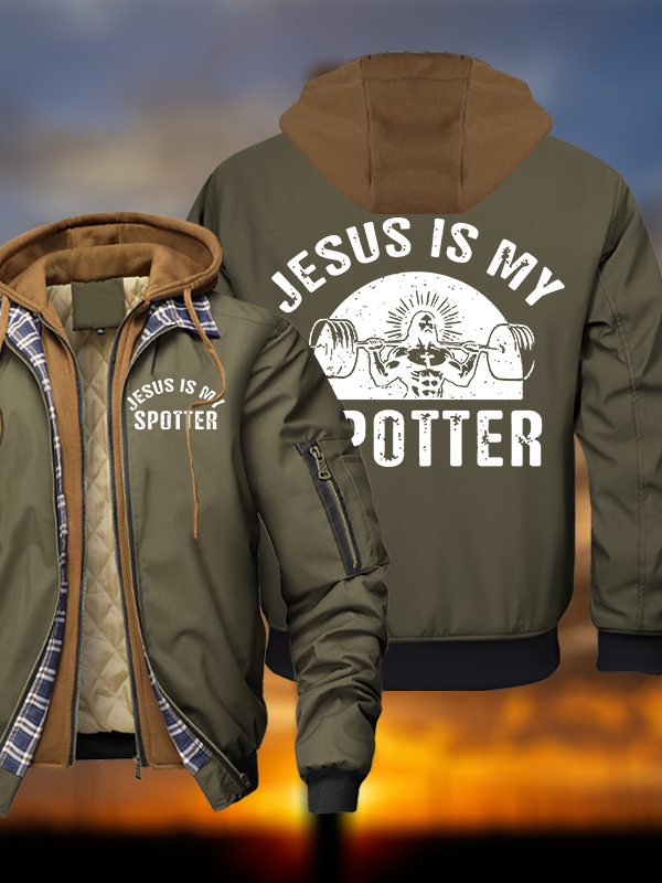 Jesus Is My Spotter Hooded Bomber Jacket