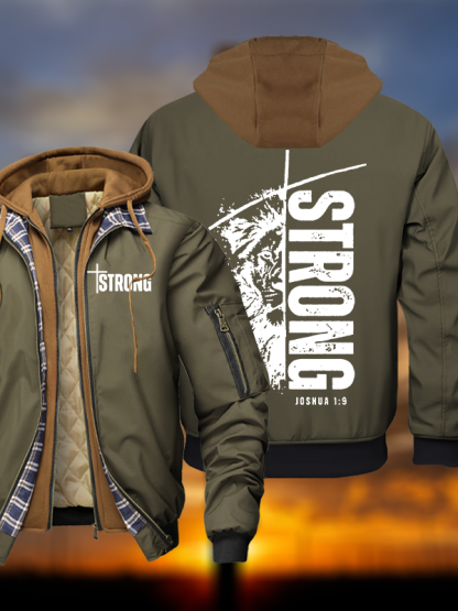 Strong Lion of Judah  Hooded Bomber Jacket