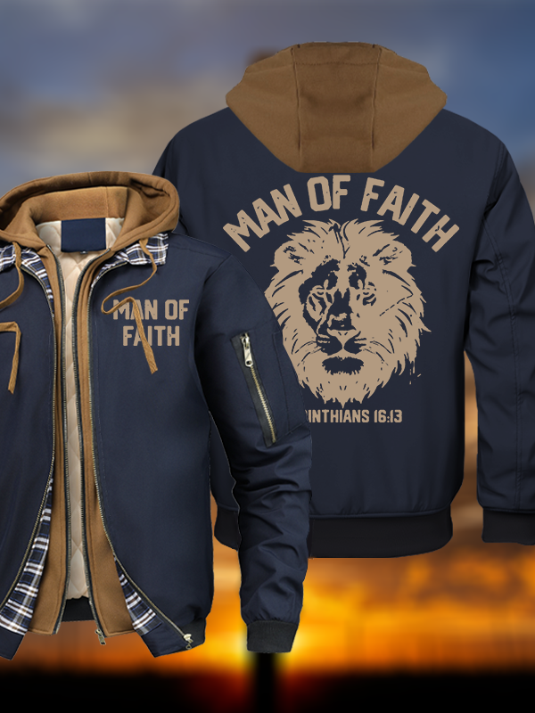 Man Of Faith  Hooded Bomber Jacket