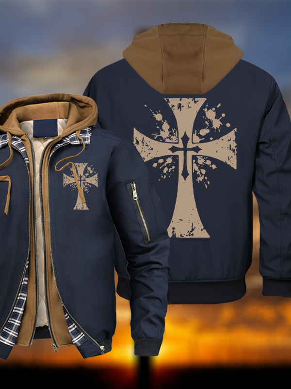Cross Hooded Bomber Jacket