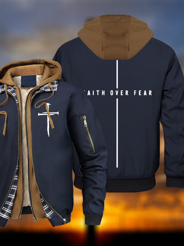 Faith Over Fear Hooded Bomber Jacket