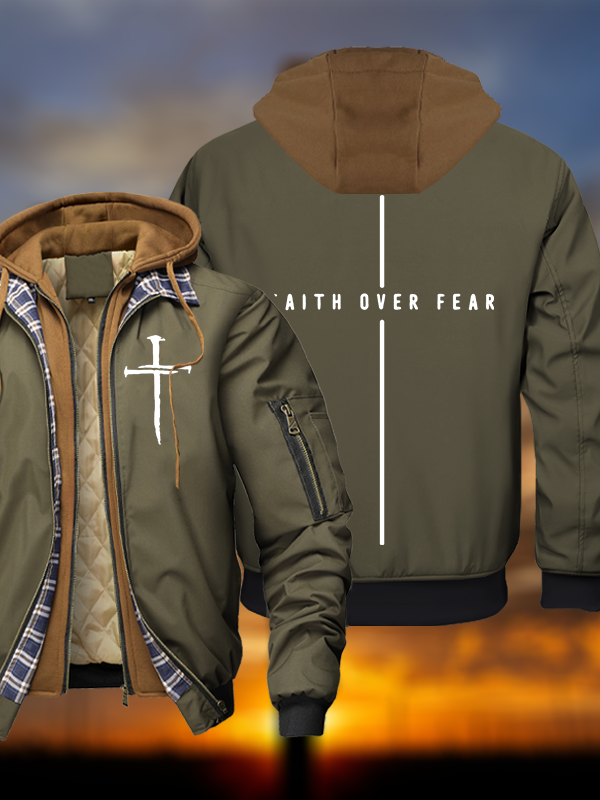 Faith Over Fear Hooded Bomber Jacket
