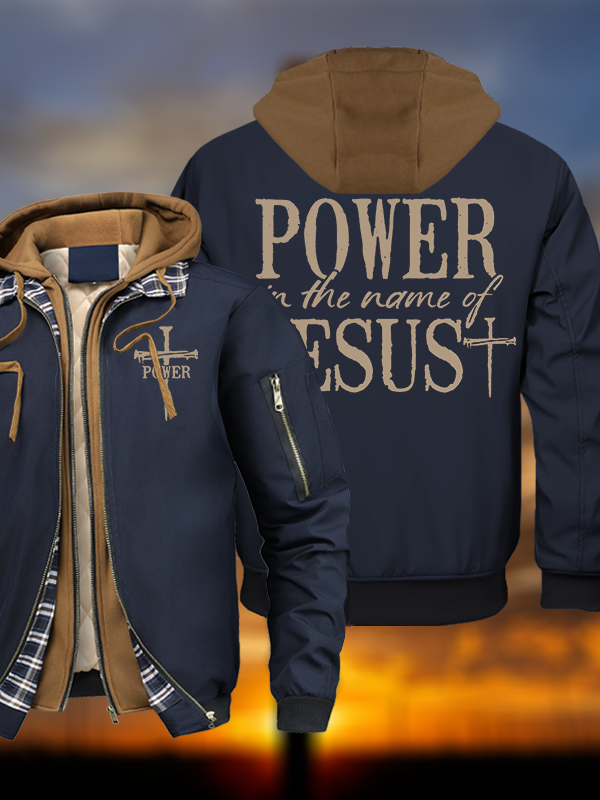 Power In The Name of Jesus Hooded Bomber Jacket