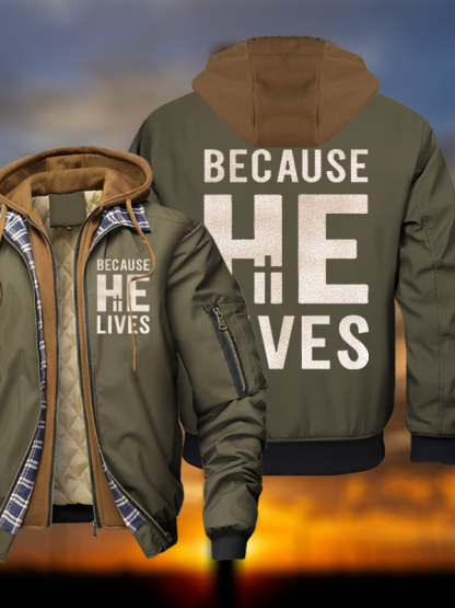 Because He Lives Hooded Bomber Jacket