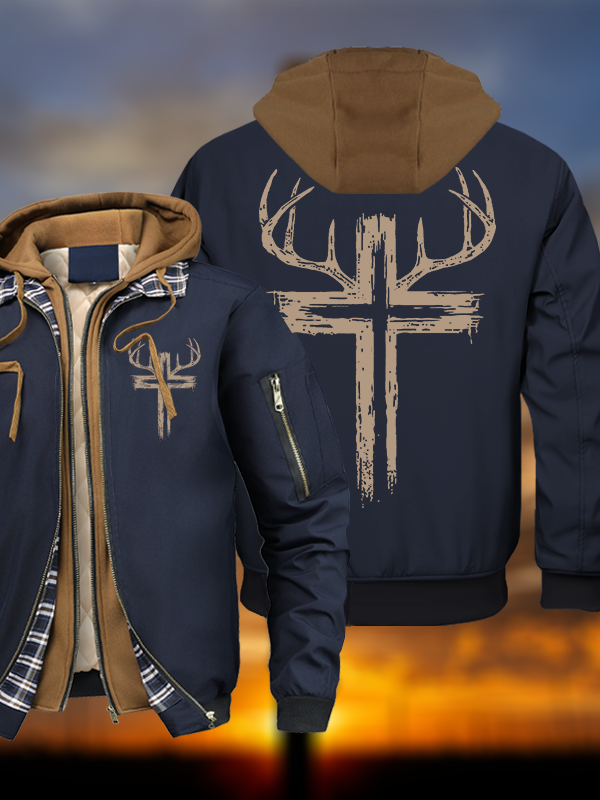 Antler Cross Warm Hooded Bomber Jacket