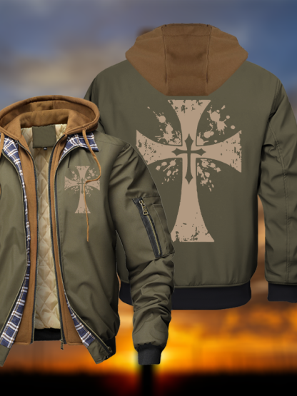 Cross Hooded Bomber Jacket