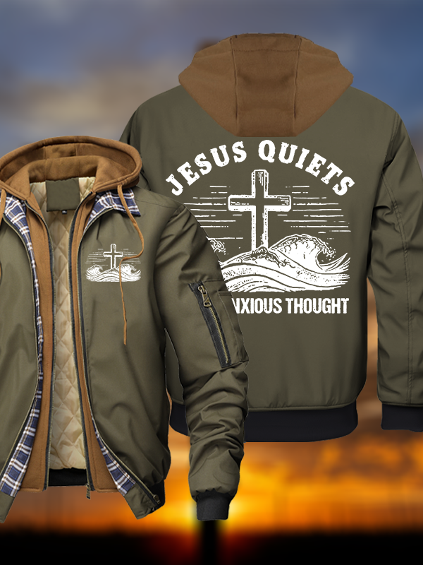 Jesus Quiets Every Anxious Thought Hooded Bomber Jacket