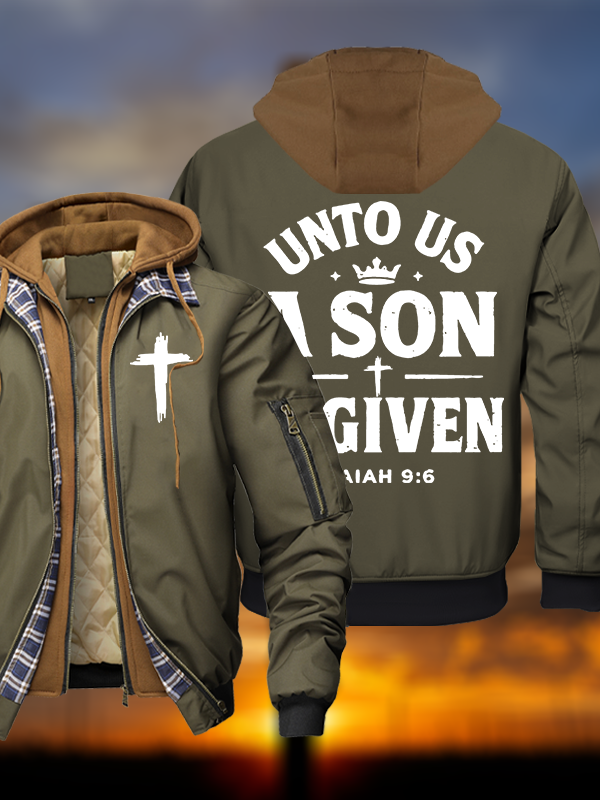 Unto Us A Son Is Given Hooded Bomber Jacket