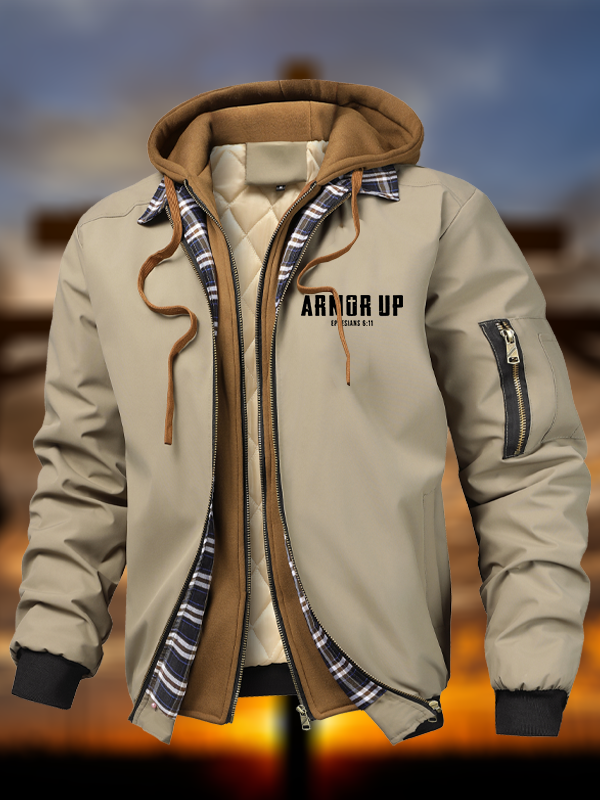 Armor Up  Warm Hooded Bomber Jacket