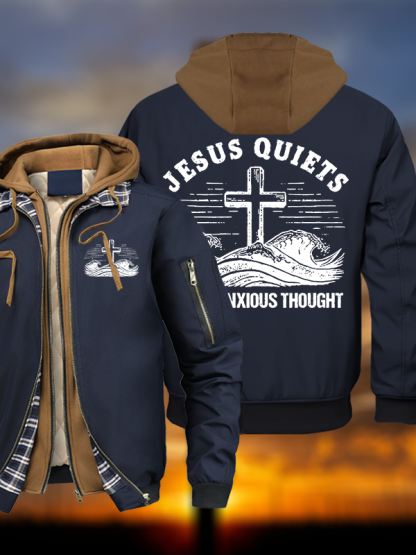 Jesus Quiets Every Anxious Thought Hooded Bomber Jacket