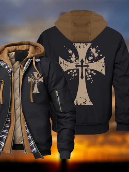 Cross Hooded Bomber Jacket