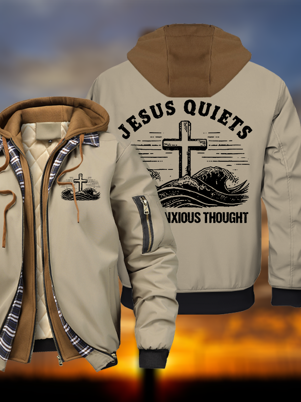 Jesus Quiets Every Anxious Thought Hooded Bomber Jacket