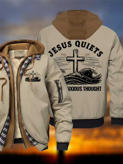 Jesus Quiets Every Anxious Thought Hooded Bomber Jacket