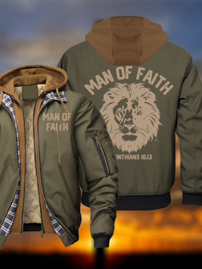 Man Of Faith  Hooded Bomber Jacket