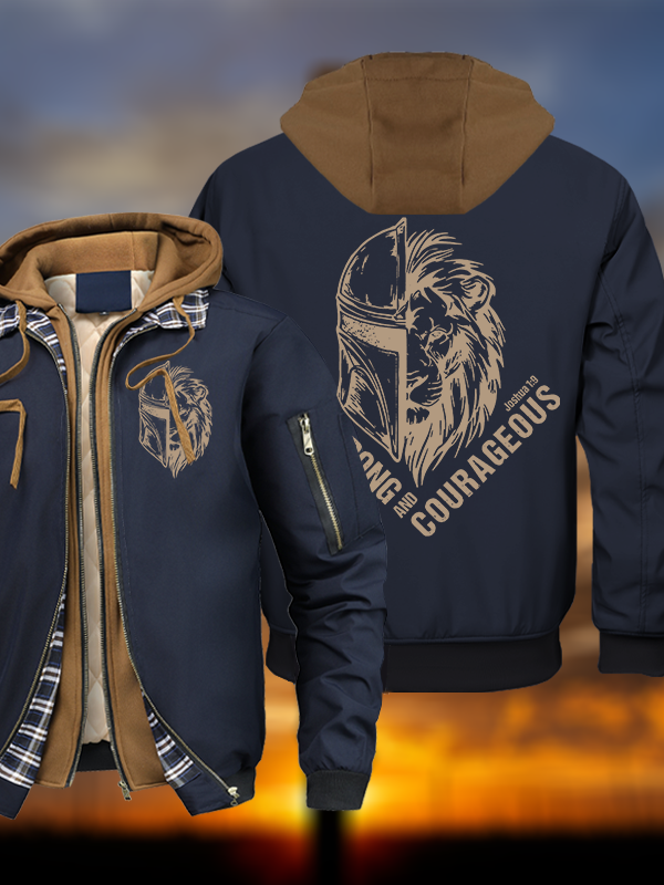 Be Strong and Courageous Hooded Bomber Jacket