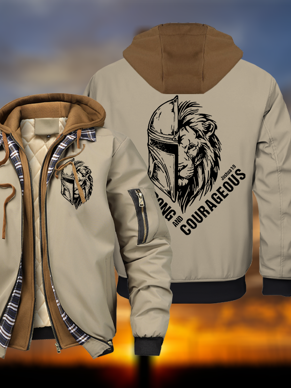 Be Strong and Courageous Hooded Bomber Jacket