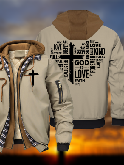 God is Love Christian Hooded Bomber Jacket