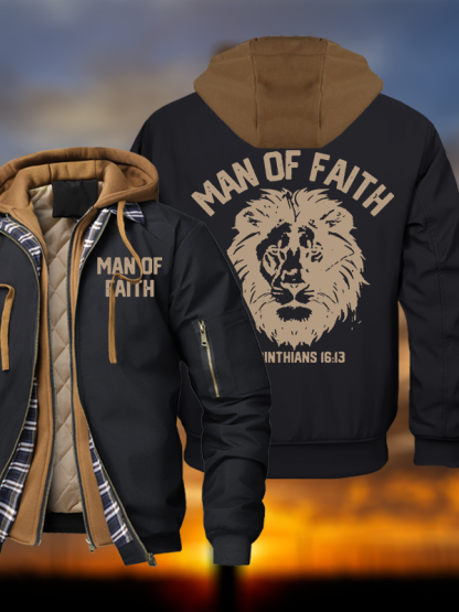 Man Of Faith  Hooded Bomber Jacket