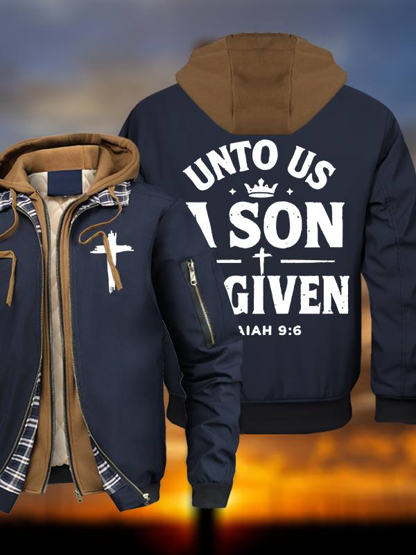 Unto Us A Son Is Given Hooded Bomber Jacket