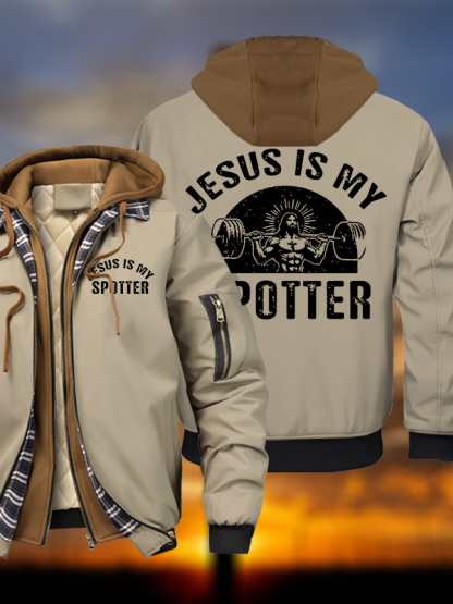 Jesus Is My Spotter Hooded Bomber Jacket