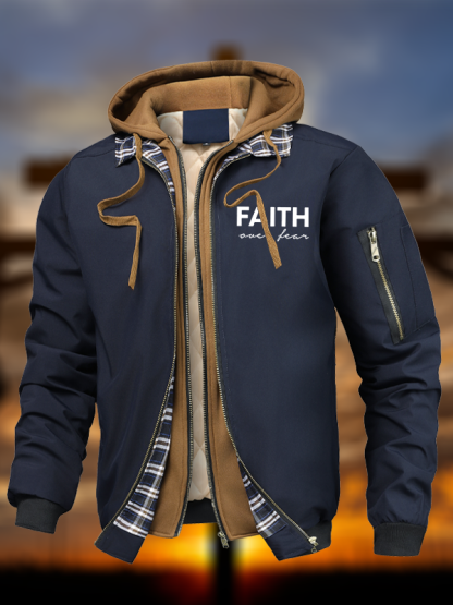 Faith over Fear Warm Hooded Bomber Jacket