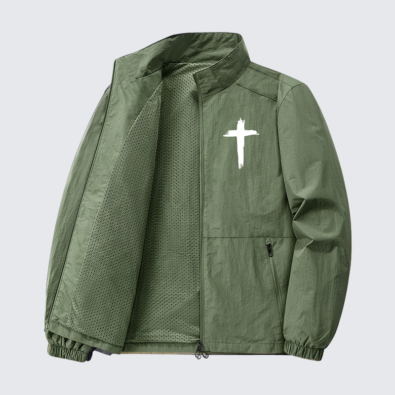 Cross Printed Jesus God Christian Quick-Dry Lightweight Jacket
