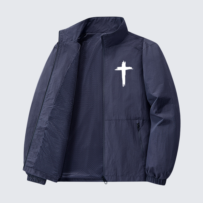 Cross Printed Jesus God Christian Quick-Dry Lightweight Jacket
