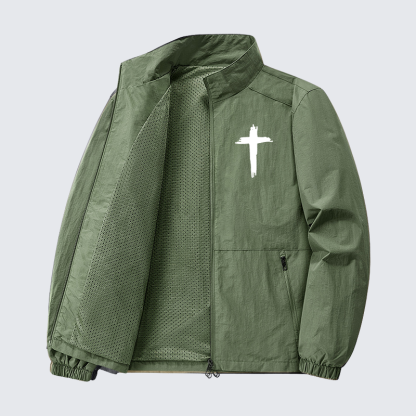 Cross Printed Jesus God Christian Quick-Dry Lightweight Jacket