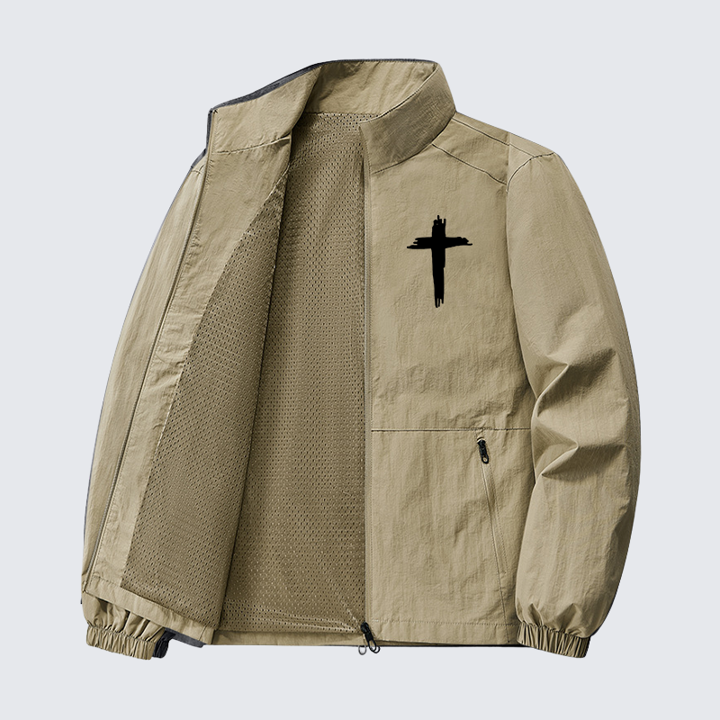 Cross Printed Jesus God Christian Quick-Dry Lightweight Jacket