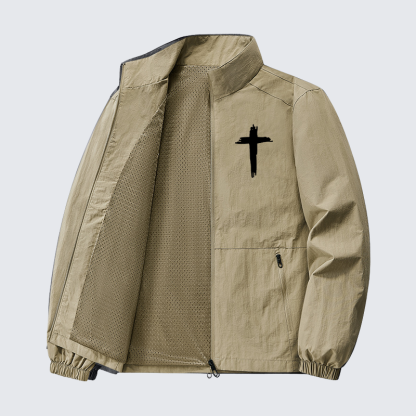 Cross Printed Jesus God Christian Quick-Dry Lightweight Jacket