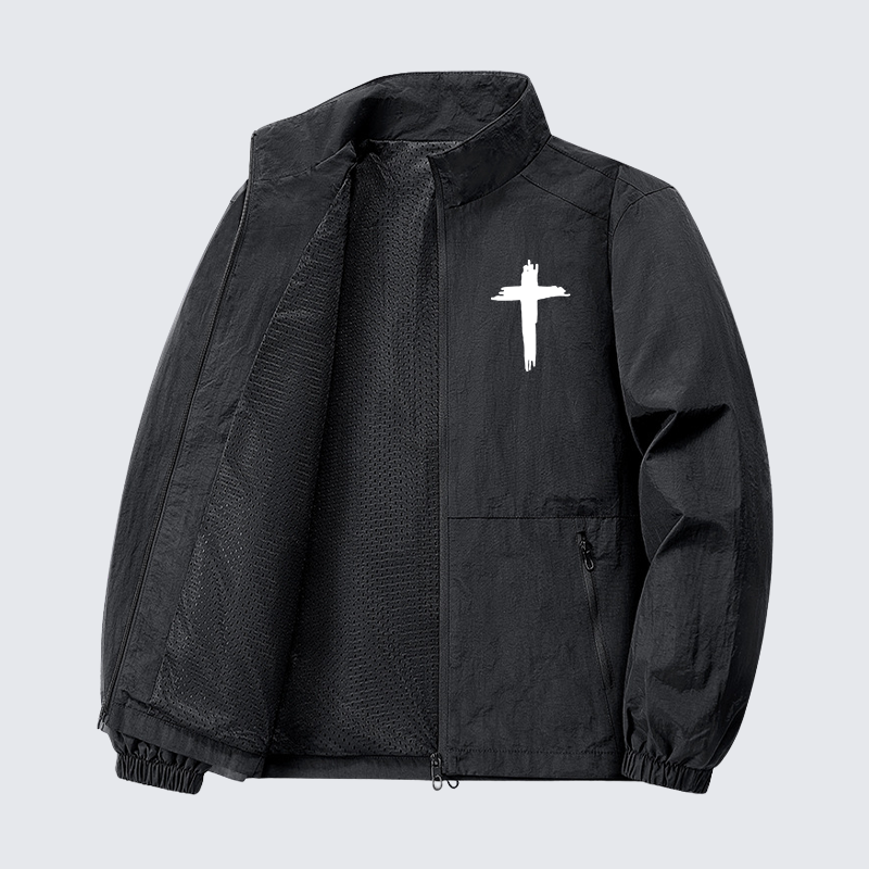 Cross Printed Jesus God Christian Quick-Dry Lightweight Jacket