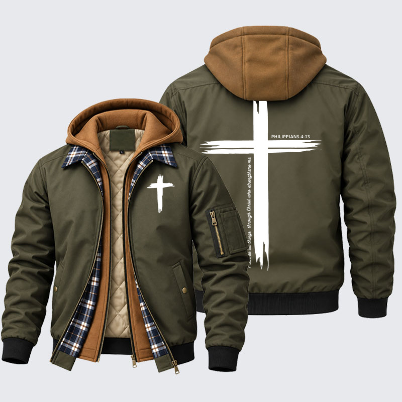 Hooded Bomber Jacket - I Can Do All Things Through Christ | Philippians 4:13