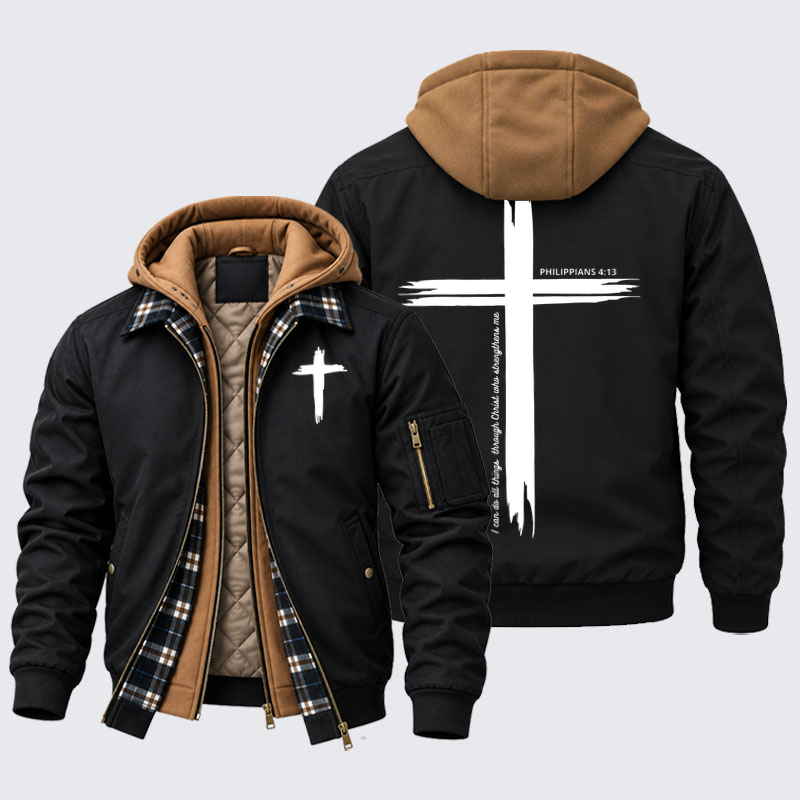 Hooded Bomber Jacket - I Can Do All Things Through Christ | Philippians 4:13
