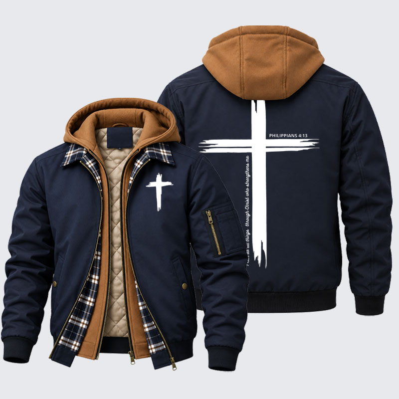 Hooded Bomber Jacket - I Can Do All Things Through Christ | Philippians 4:13