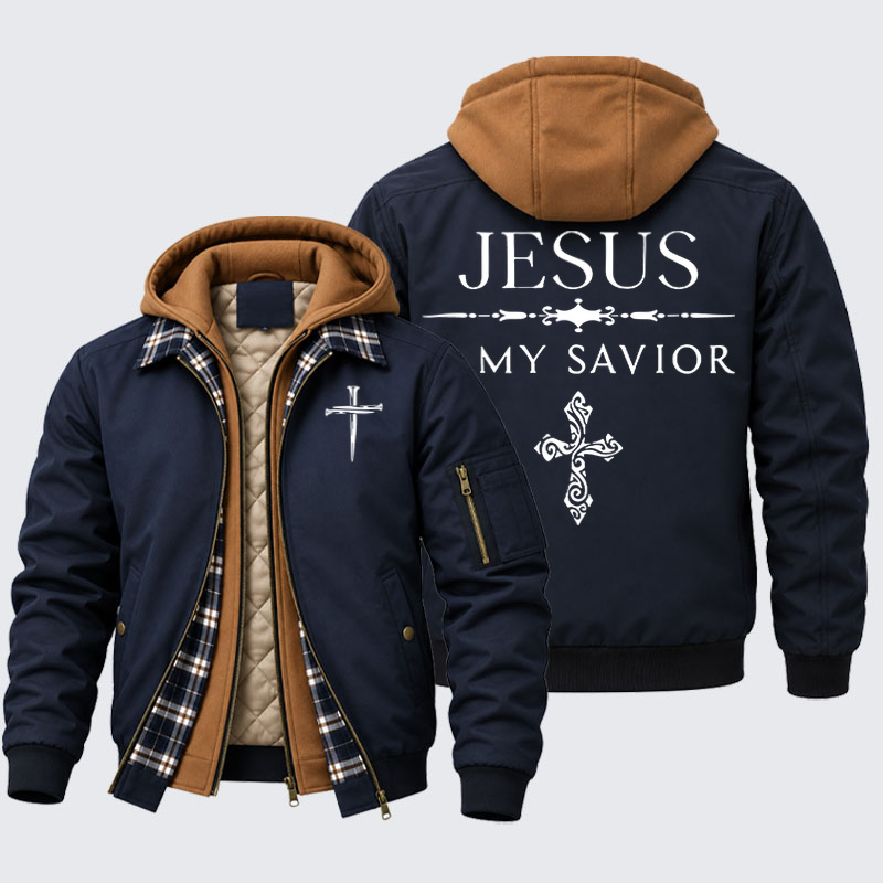 Hooded Bomber Jacket - Jesus Is My Savior   