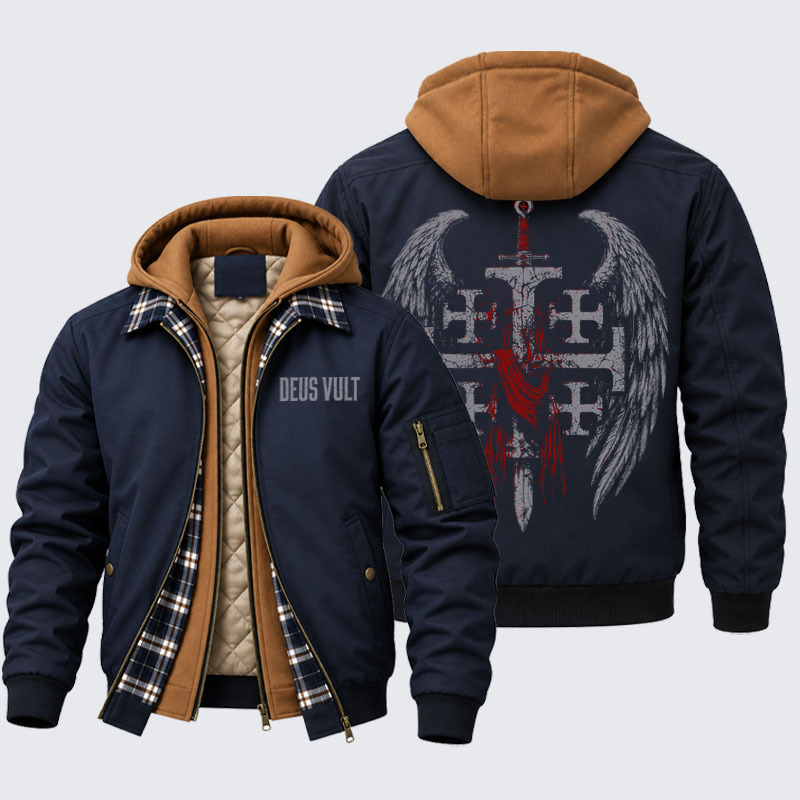 Hooded Bomber Jacket - Deus Vult: God Wills It