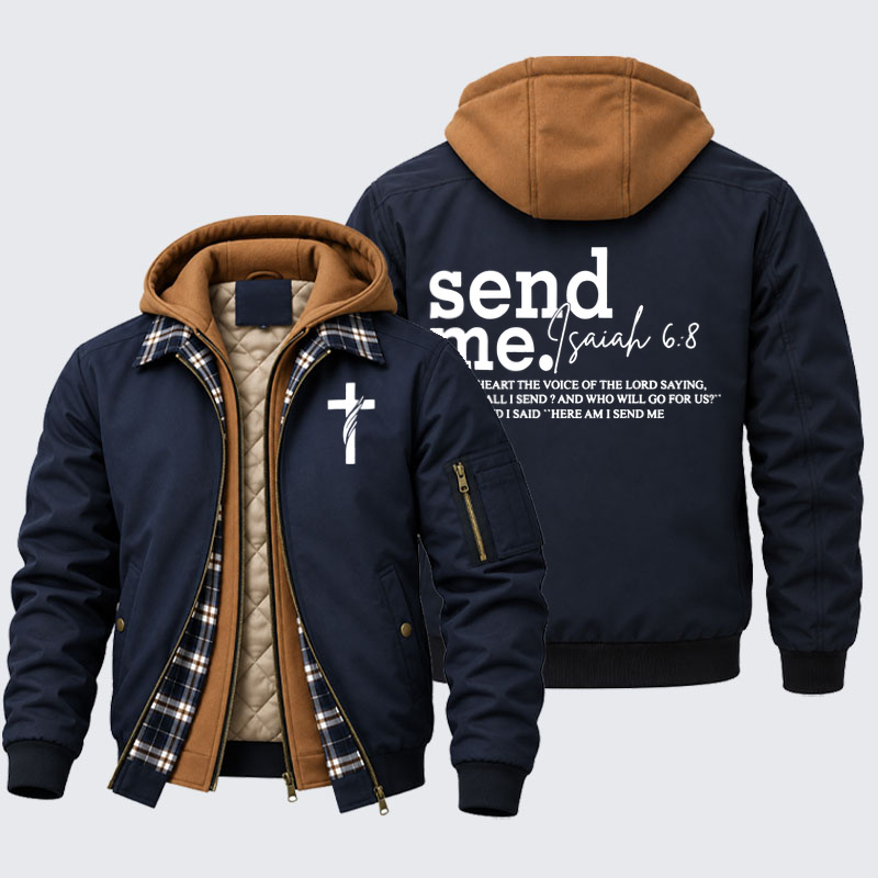 Hooded Bomber Jacket - Send Me Isaiah 6:8   