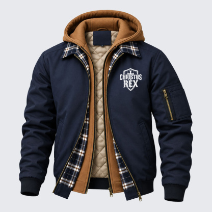 Hooded Bomber Jacket - Ave Christus Rex