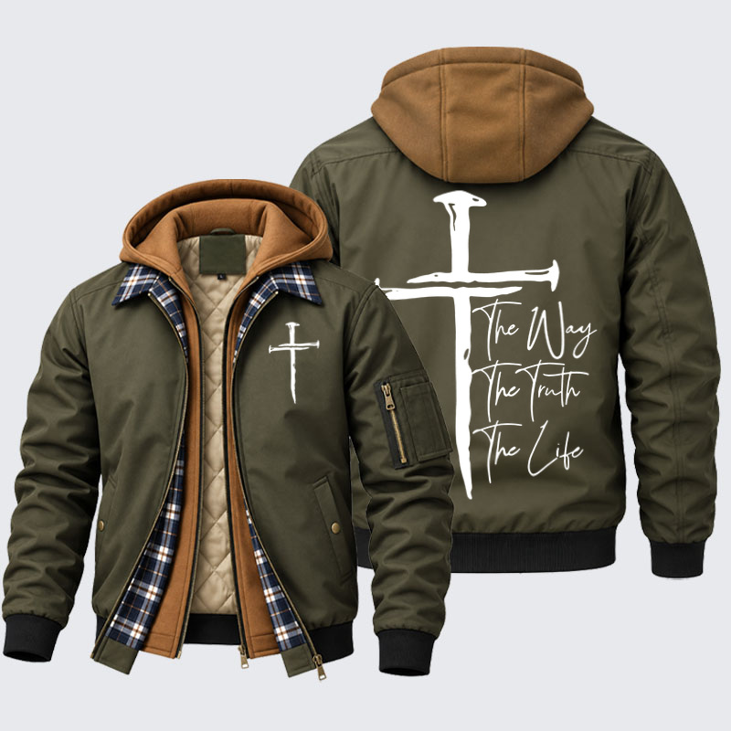 Hooded Bomber Jacket - Jesus The Way The Truth The Life   