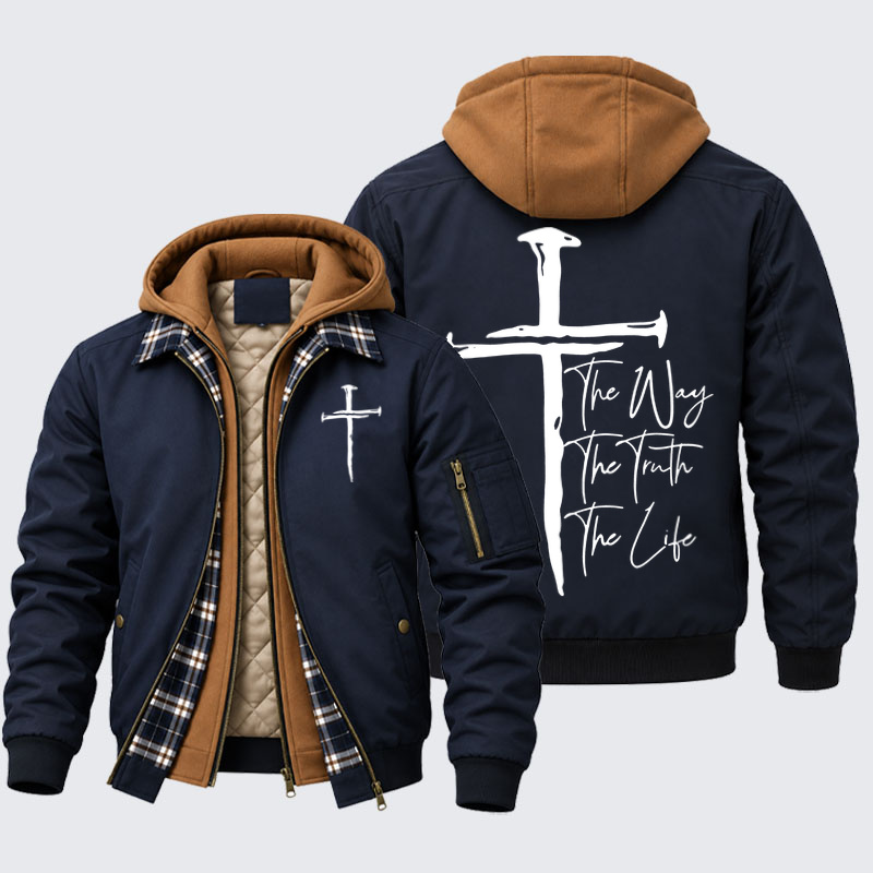 Hooded Bomber Jacket - Jesus The Way The Truth The Life   