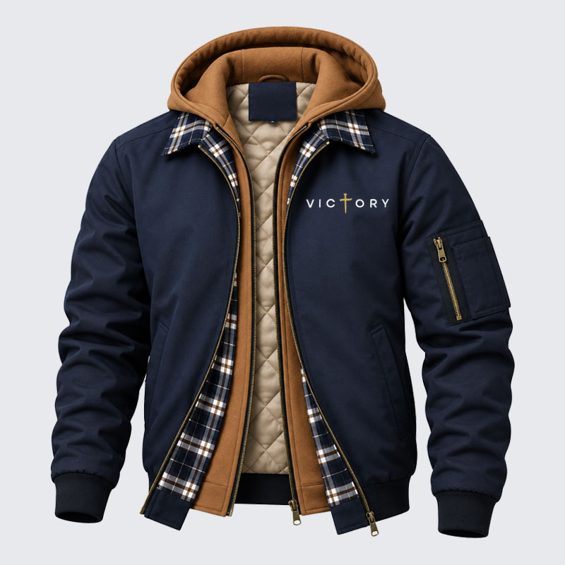 Hooded Bomber Jacket - Victory Cross   