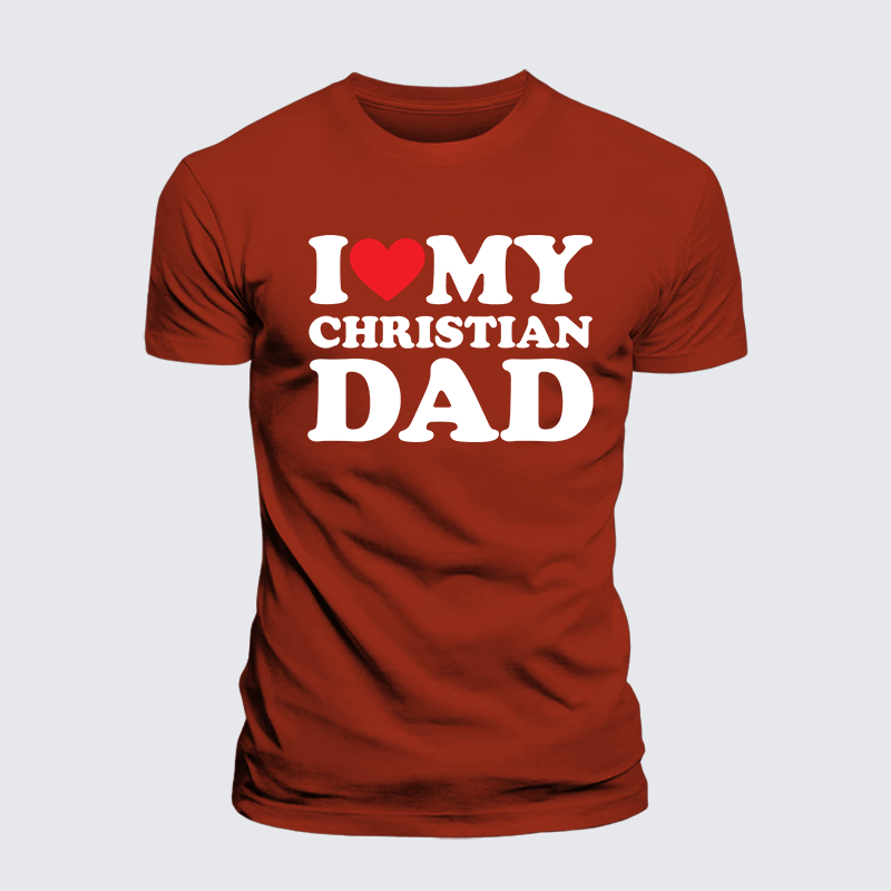 I Love My Christian Dad Jesus God Christian Premium Mercerized Cotton Tee