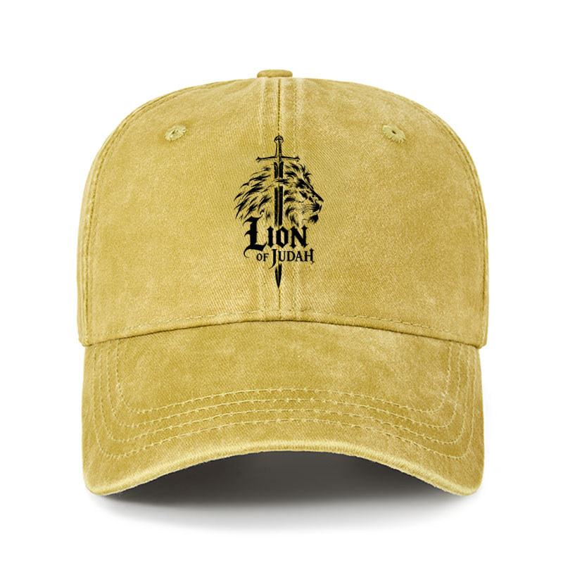 Heritage Washed Cap - Lion of Judah - Yellow (front)
